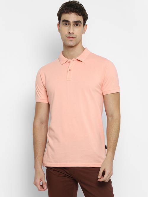 peach solid polo t-shirt - 18447266 - Very Small Image - 1