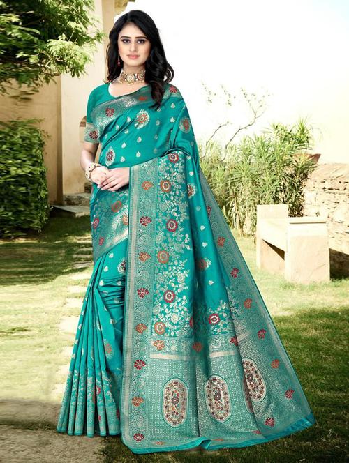 jacquard work banarasi saree - 18447872 - Very Small Image - 1