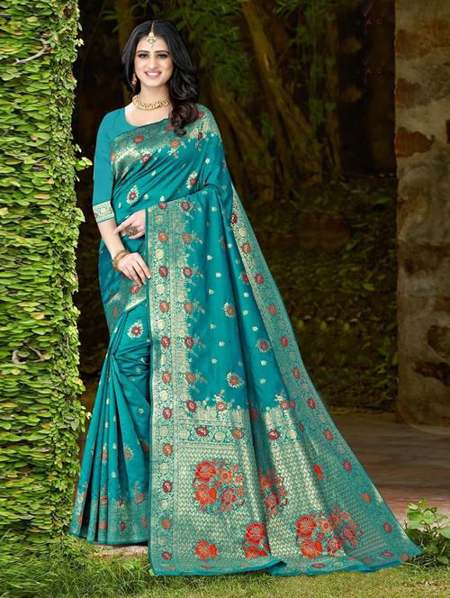 jacquard work banarasi saree with blouse - 18447890 - Very Small Image - 1
