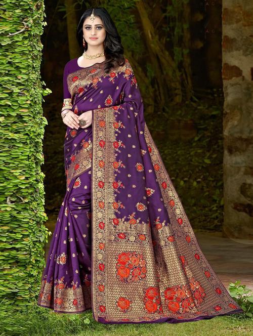 jacquard work banarasi saree - 18447893 - Very Small Image - 1