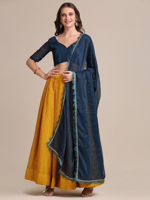 mustard solid flared lehenga - 18447951 - Very Small Image - 1