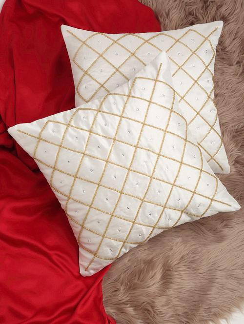 alina decor set of 2 embllished cushion covers 16 x 16 inch - 18448273 - Very Small Image - 1