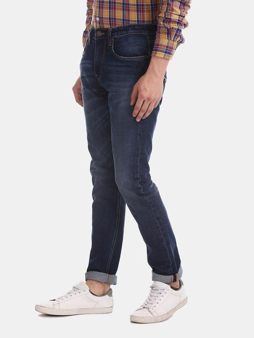 navy-blue light-washed denim jean - 18448549 - Very Small Image - 1