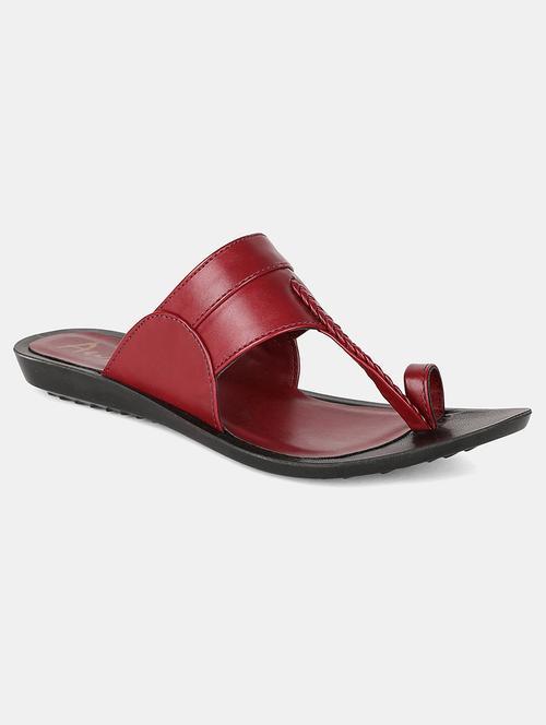 red pu flat forms sandals - 18448668 - Very Small Image - 1