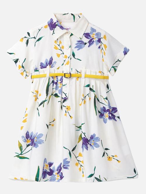 girls white printed frock - 18448929 - Very Small Image - 1