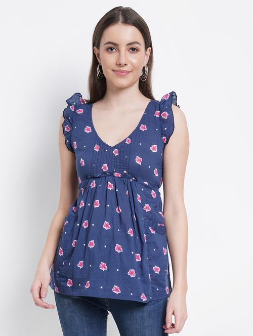 v-neck floral regular top - 18448995 - Very Small Image - 1