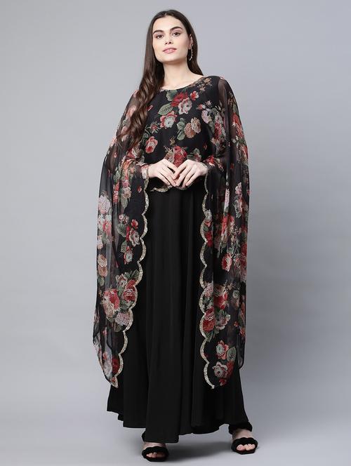 floral print layered ethnic dress - 18449023 - Very Small Image - 1
