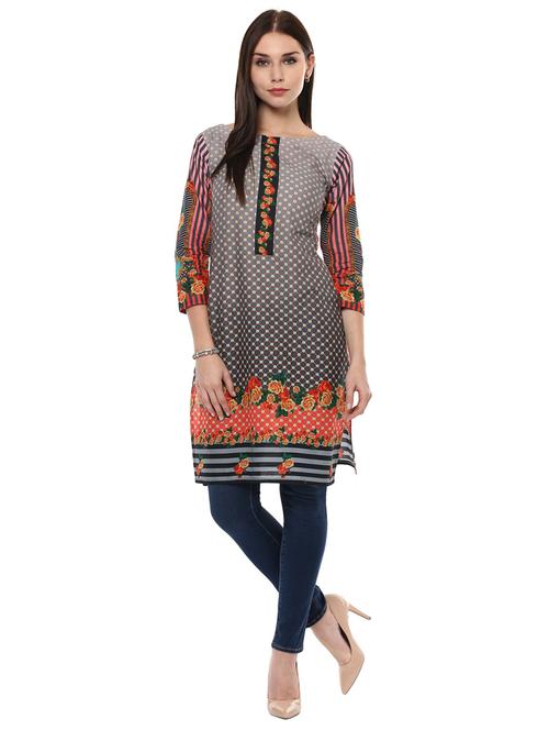digital print straight kurta - 18449057 - Very Small Image - 1