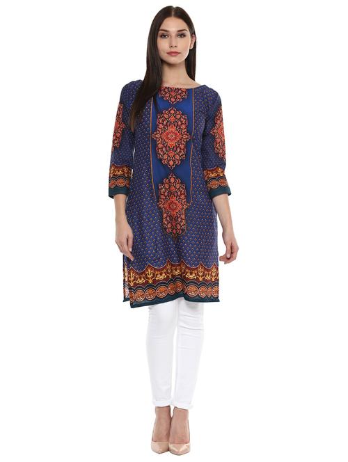 digital print straight kurta - 18449062 - Very Small Image - 1
