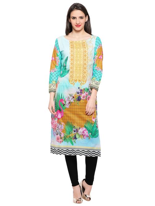 digital print straight kurta - 18449068 - Very Small Image - 1