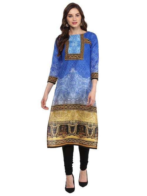 digital print straight kurta - 18449090 - Very Small Image - 1