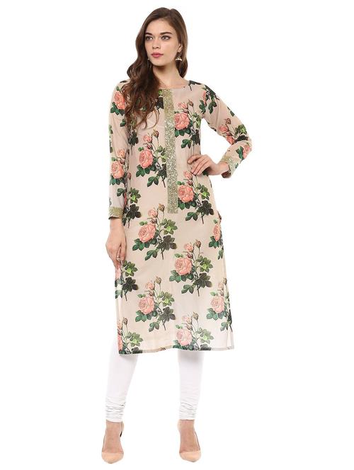 floral print straight kurta - 18449093 - Very Small Image - 1