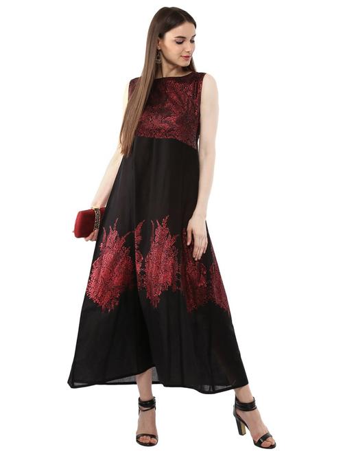 printed a-line ethnic dress - 18449095 - Very Small Image - 1