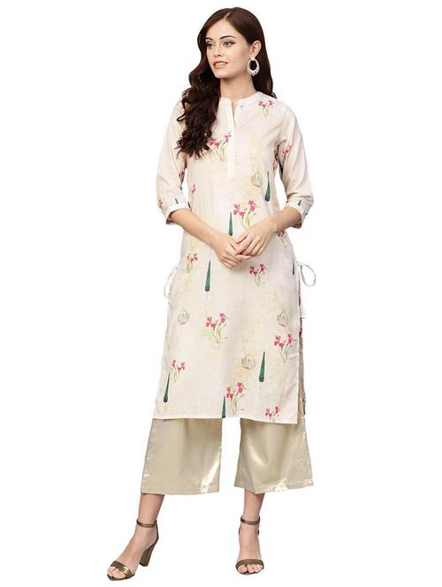 floral printed straight kurta - 18449171 - Very Small Image - 1