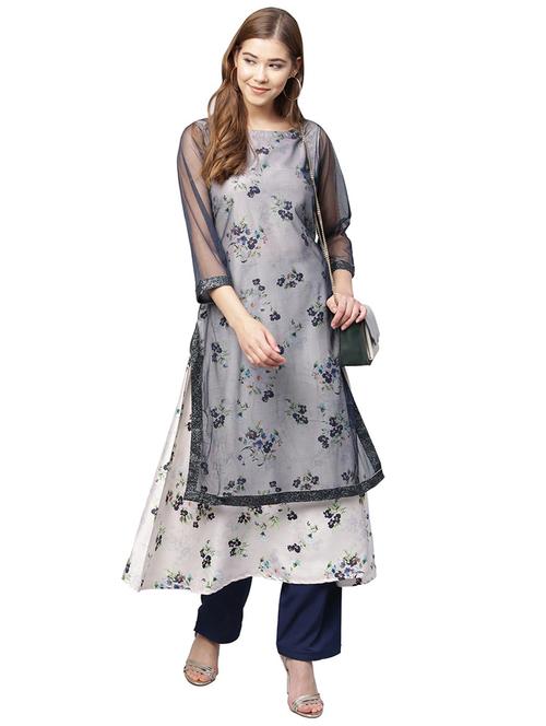 floral print layeredt kurta - 18449184 - Very Small Image - 1