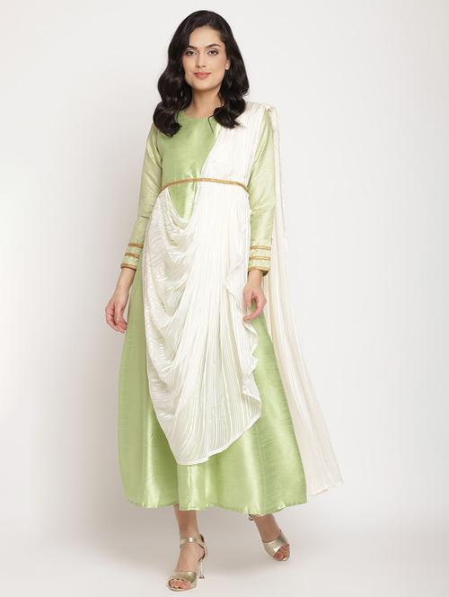 solid layered ethnic dress - 18449199 - Very Small Image - 1