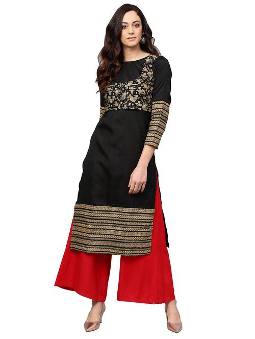 foil print straight kurta - 18449205 - Very Small Image - 1