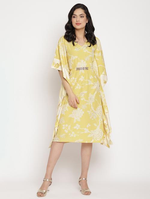 kimono sleeved printed kaftan dress - 18449213 - Very Small Image - 1