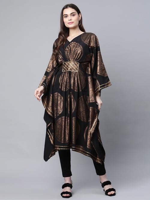foil print kaftan style kurta - 18449216 - Very Small Image - 1