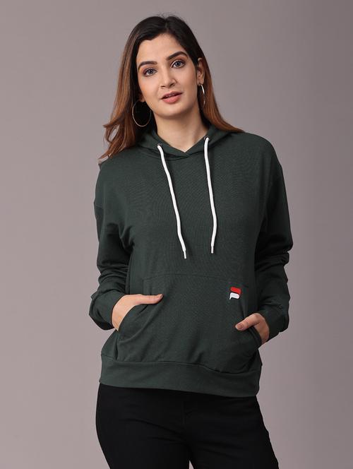 green solid hooded sweatshirt - 18449801 - Very Small Image - 1