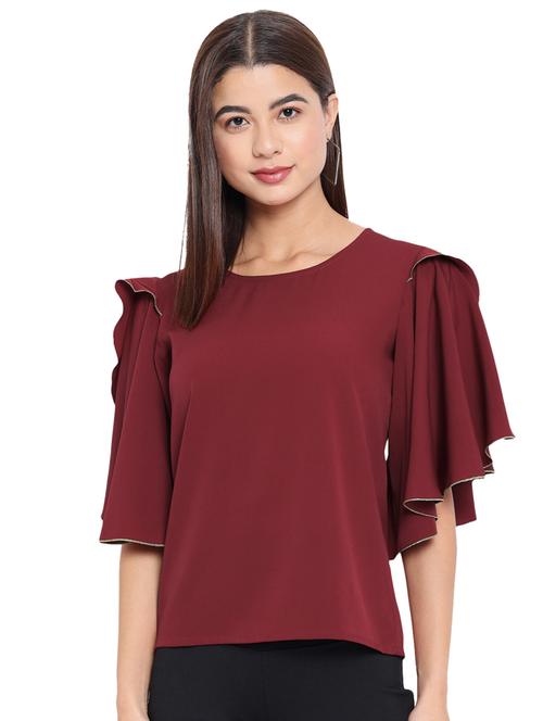 women's straight round neck top - 18450225 - Very Small Image - 1