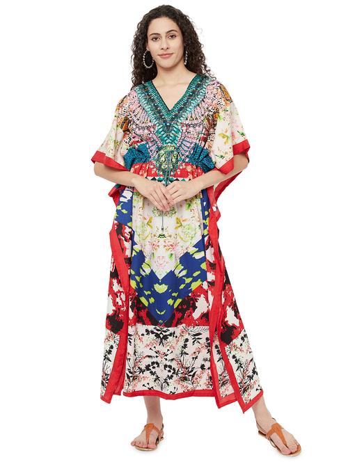v neck printed kaftan maxi dress - 18450244 - Very Small Image - 1