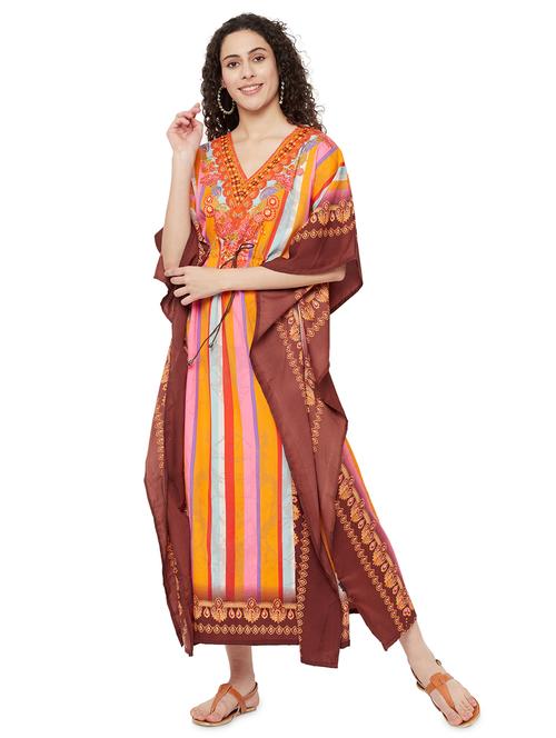 v neck printed kaftan maxi dress - 18450249 - Very Small Image - 1
