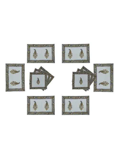 texstylers pure cotton 6 table mats and 6 napkins set - 18450314 - Very Small Image - 1