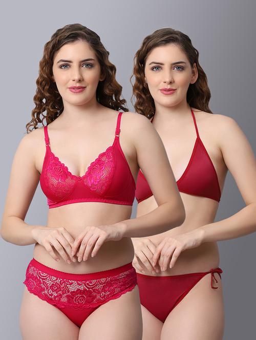 pack of 2 laced bra and panty set - 18450373 - Very Small Image - 1