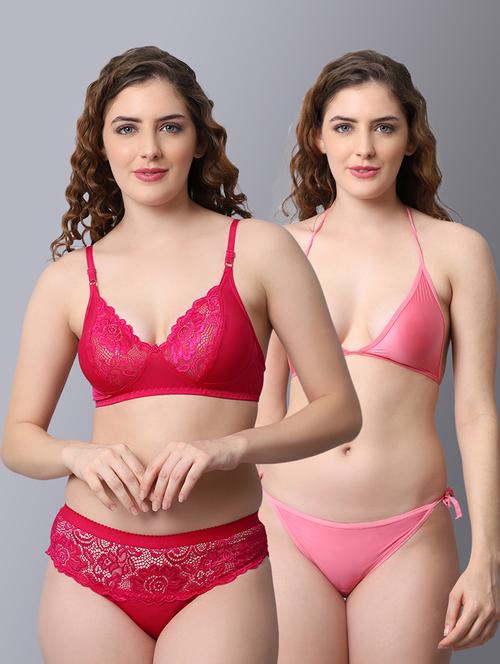 pack of 2 laced bra and panty set - 18450374 - Very Small Image - 1