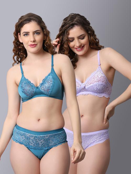 pack of 2 laced bra and panty set - 18450381 - Very Small Image - 1