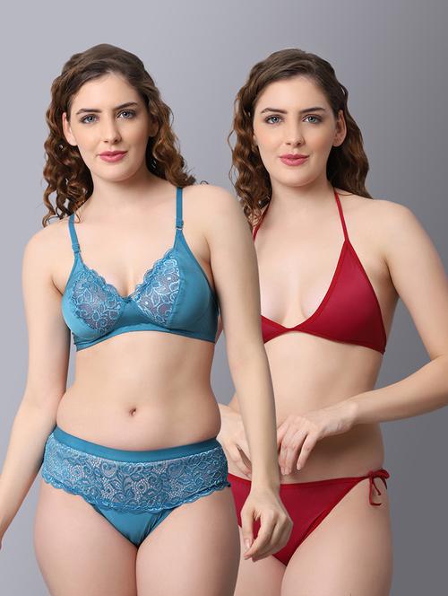 pack of 2 laced bra and panty set - 18450384 - Very Small Image - 1