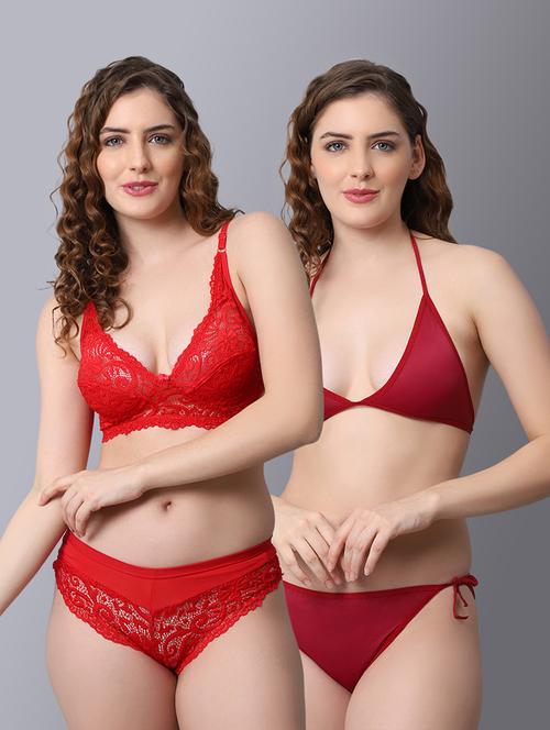 pack of 2 solid bra and panty set - 18450394 - Very Small Image - 1