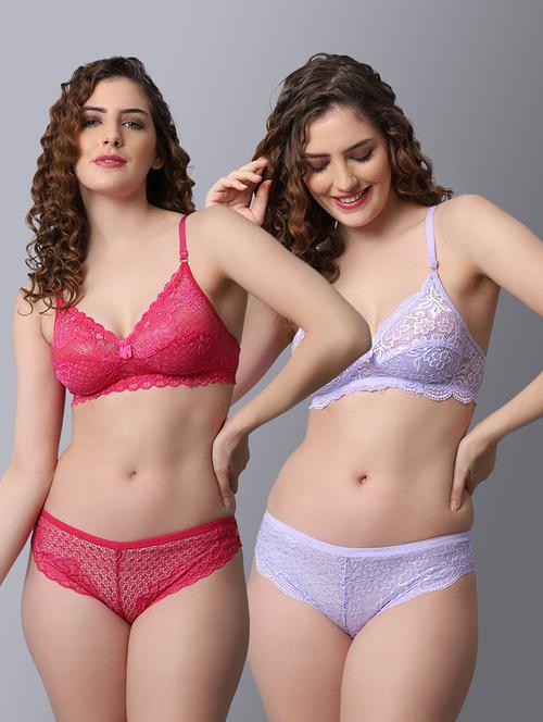 pack of 2 solid bra and panty set - 18450408 - Very Small Image - 1