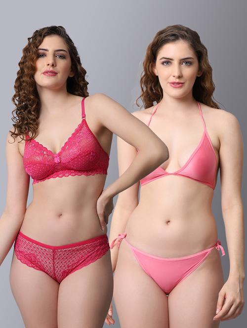 pack of 2 solid bra and panty set - 18450412 - Very Small Image - 1