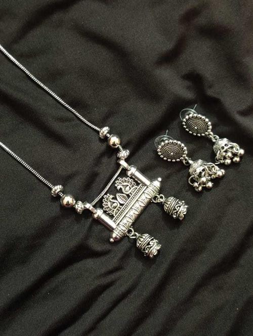 oxidised necklaces and earring set - 18450771 - Very Small Image - 1