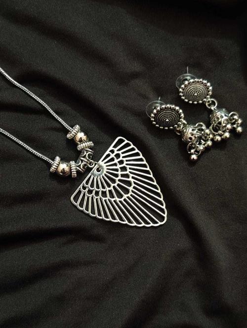oxidised necklaces and earring set - 18450804 - Very Small Image - 1