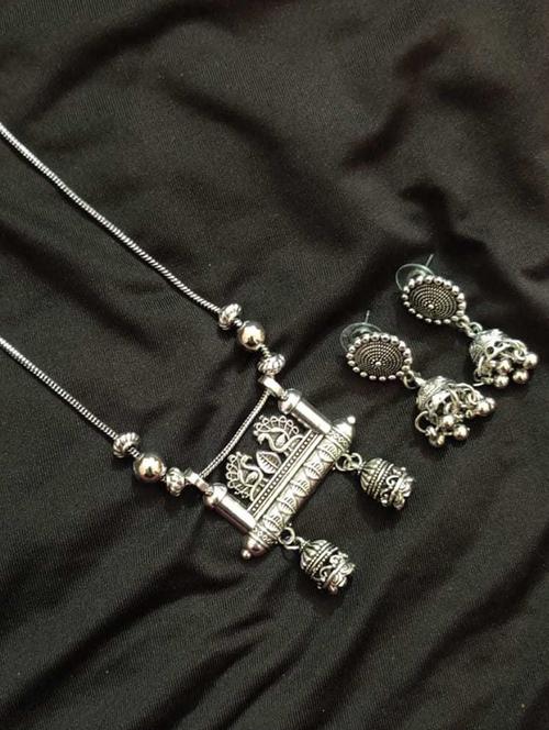 oxidised necklaces and earring set - 18450809 - Very Small Image - 1