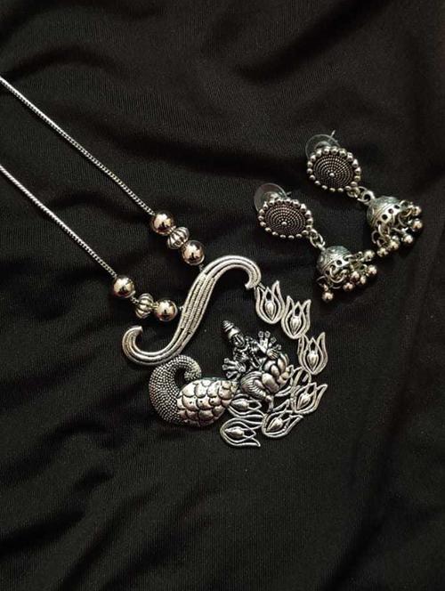 oxidised necklaces and earring set - 18450818 - Very Small Image - 1