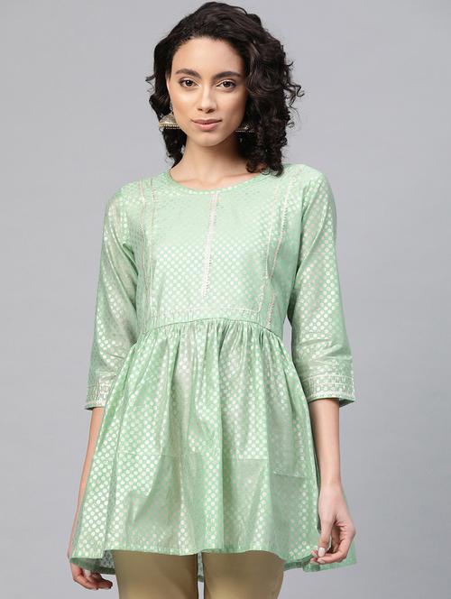 foil print a-line top - 18450893 - Very Small Image - 1