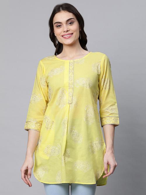 foil print straight kurta - 18450909 - Very Small Image - 1