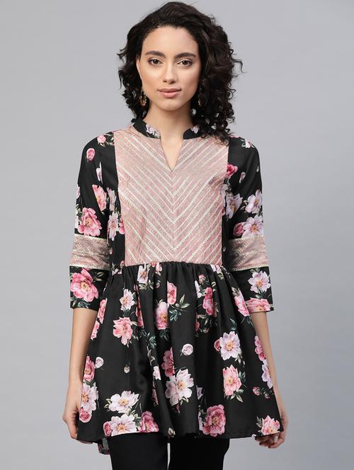 floral print a-line top - 18450921 - Very Small Image - 1