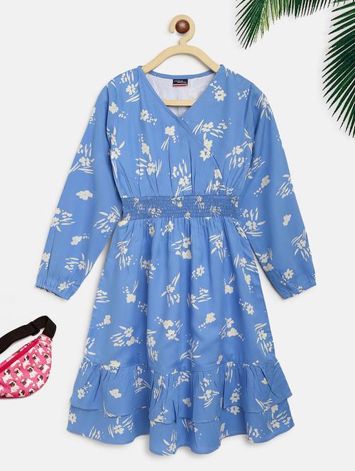 girls overlap neck long sleeves frock - 18451099 - Very Small Image - 1
