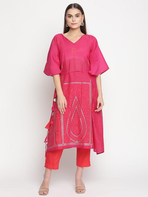 foil print kaftan pant set - 18451148 - Very Small Image - 1