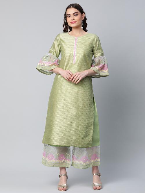 printed kurta palazzo set - 18451210 - Very Small Image - 1