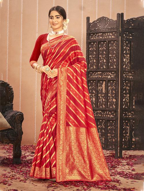 zari work woven saree with blouse - 18451557 - Very Small Image - 1