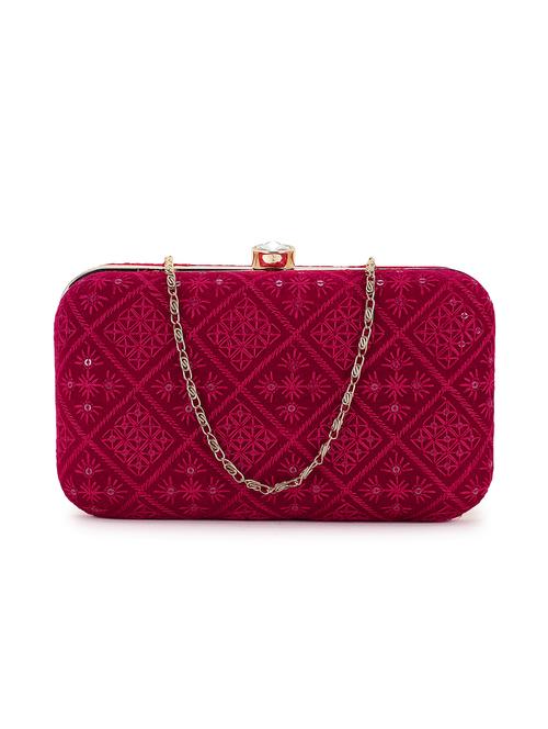 embroidered velvet box clutch - 18451966 - Very Small Image - 1