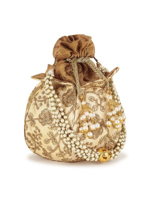 embroidered faux silk regular potli - 18451985 - Very Small Image - 1