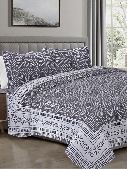 texstylehome 100% cotton abstract pattern 90x108 inches double size bedsheet with 2 pillow covers - 18452087 - Very Small Image - 1