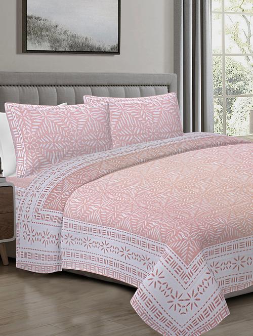 texstylehome 100% cotton abstract pattern 90x108 inches double size bedsheet with 2 pillow covers - 18452088 - Very Small Image - 1